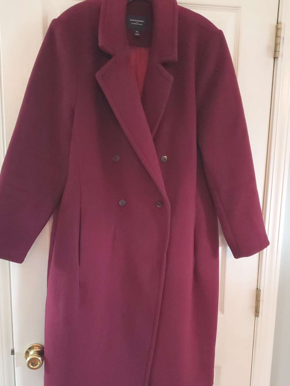 Banana Republic Burgundy Double-Breasted Wool Coat